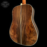 Back angle of Martin Custom Shop  28/45 Style Dread Adirondack/Wild Grain East Indian Rosewood Ambertone.
