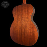 Back angle of Used 2005 Collings OM2H All Mahogany.