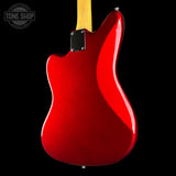 Back angle of Used Fender CIJ JM-62 Jazzmaster Candy Apple Red.