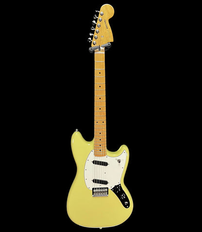 Full front of Used 2014 Fender Player II Mustang MP Hialeah Yellow TFW2667