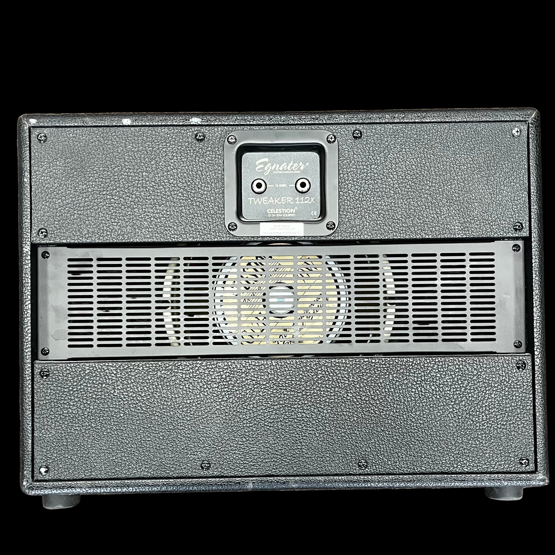 Back of Used Egnater Tweaker 1X12 16 Ohm Guitar Speaker Cabinet w/30 Watt G12H TFW2669