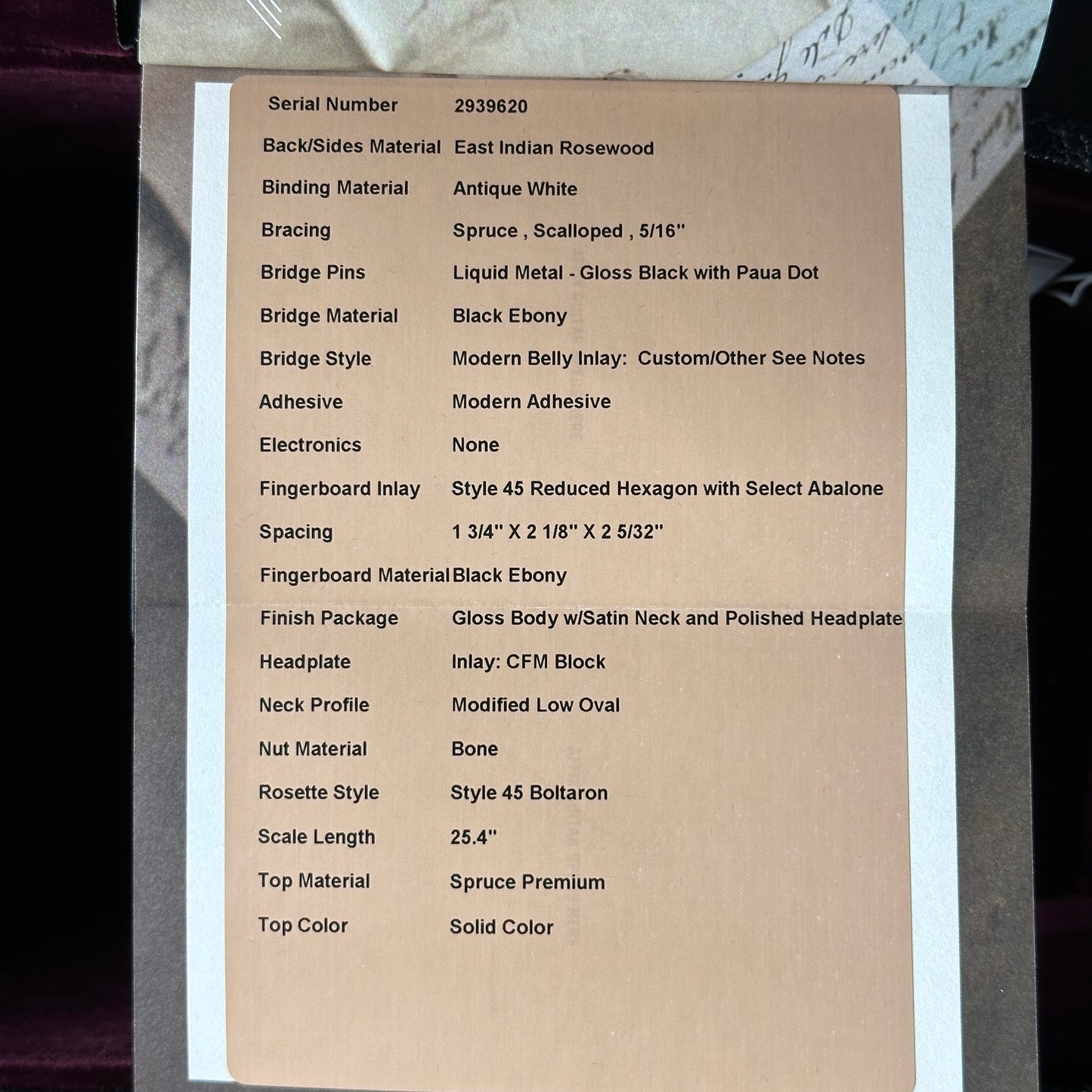 Spec sheet for Martin Custom Shop D-41 Black Sitka/EIR.