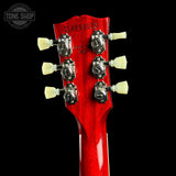 Back of headstock of Used 2026 Gibson SG Standard 61 Maestro Vibrola Vintage Cherry.