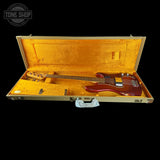 Used 2013 Fender Custom Shop '64 Precision Bass Relic Red Sparkle over Sunburst in case.