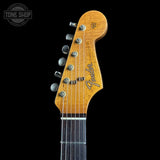 Headstock for Used 2021 Fender Custom Shop Double Bound Strat Sherwood Green Metallic.