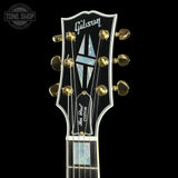 Headstock of Used Gibson Les Paul Custom Ebony.