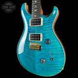 Front angle of Used PRS Custom 24 10-Top Carroll Blue.