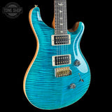 Front angle of Used PRS Custom 24 10-Top Carroll Blue.