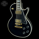 Front angle of Used Gibson Les Paul Custom Ebony.
