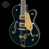 Front angle of Used 2018 Gretsch G5420TG Electromatic Black.