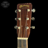 Front of headstock for Used Martin D-28 Rich Robinson Custom Signature Edition.
