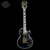 Full front of Used Gibson Custom Shop Les Paul Custom Ebony.