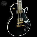 Front angle of Used Gibson Custom Shop Les Paul Custom Ebony.