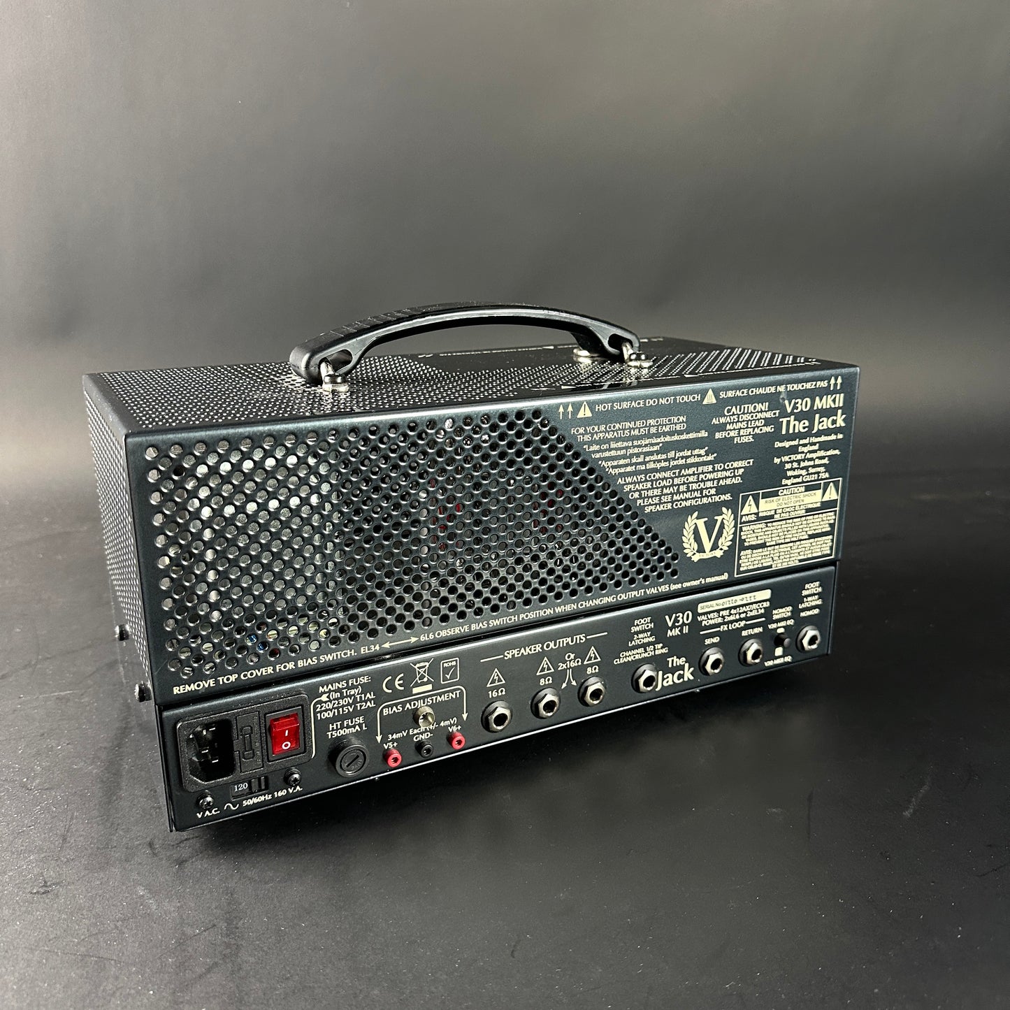 Guitar amplifier on a gray background