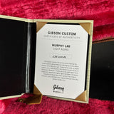 Certificate of authenticity for Gibson Custom Made 2 Measure Dove Double Guard Trans Ebony Light Aged.