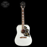 Full front of Gibson Custom Made 2 Measure Hummingbird Maple Alpine White LR Baggs VTC.
