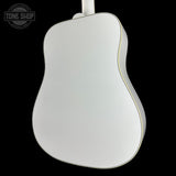 Back angle of Gibson Custom Made 2 Measure Hummingbird Maple Alpine White LR Baggs VTC.