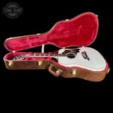 Gibson Custom Dove Alpine White LR Baggs VTC in case.