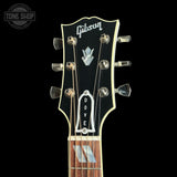 Headstock of Gibson Custom Dove Alpine White LR Baggs VTC.