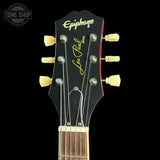 Headstock of Used 2021 Epiphone Les Paul Limited 1959 Cherry Burst.