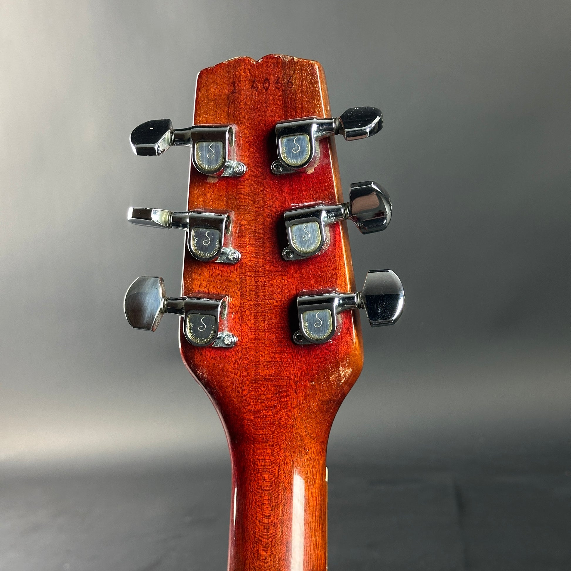 Back of headstock of Used 1981 Hamer Prototype.