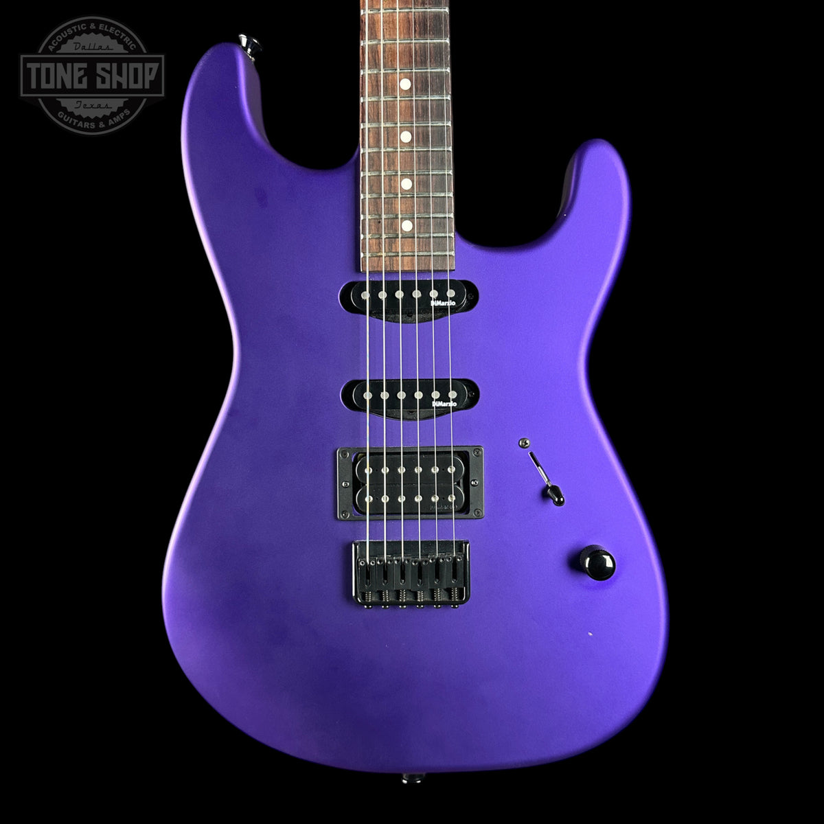 Front of Used 2021 Charvel USA Select San Dimas Style 1 HSS HT Satin Plum.
