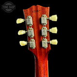 Back of headstock of Used 2022 Gibson Custom Shop M2M '59 Les Paul Standard Chambered Murphy Lab Ultra Light Aged Lemon Burst Bigsby.