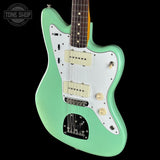 Front angle of Used 2016 Fender Classic 60s Jazzmaster Lacquer Surf Green.