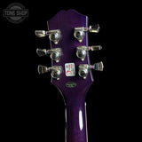 Back of headstock of Used 2023 Epiphone SG Modern Figured Purple Burst.
