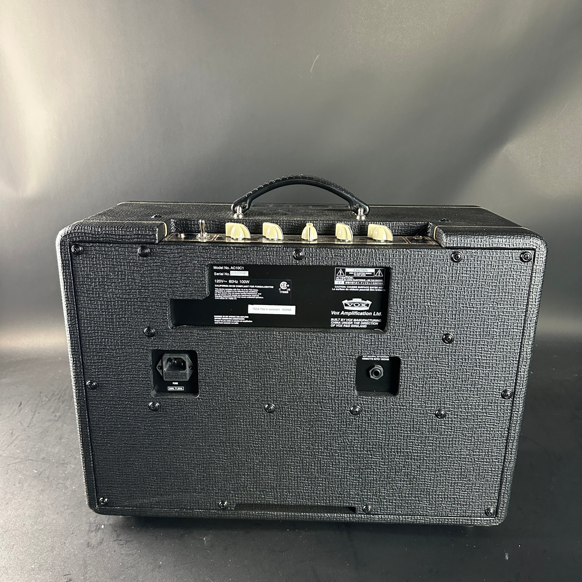 Guitar amplifier on a gray background