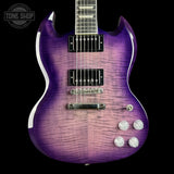 Front of Used 2023 Epiphone SG Modern Figured Purple Burst.