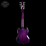 Full back of Used 2023 Epiphone SG Modern Figured Purple Burst.