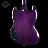 Back angle of Used 2023 Epiphone SG Modern Figured Purple Burst.