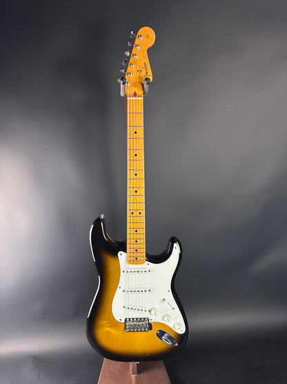 Full front of Used 1984 Fender Fullerton 1957 Stratocaster Reissue 2-Color Sunburst.