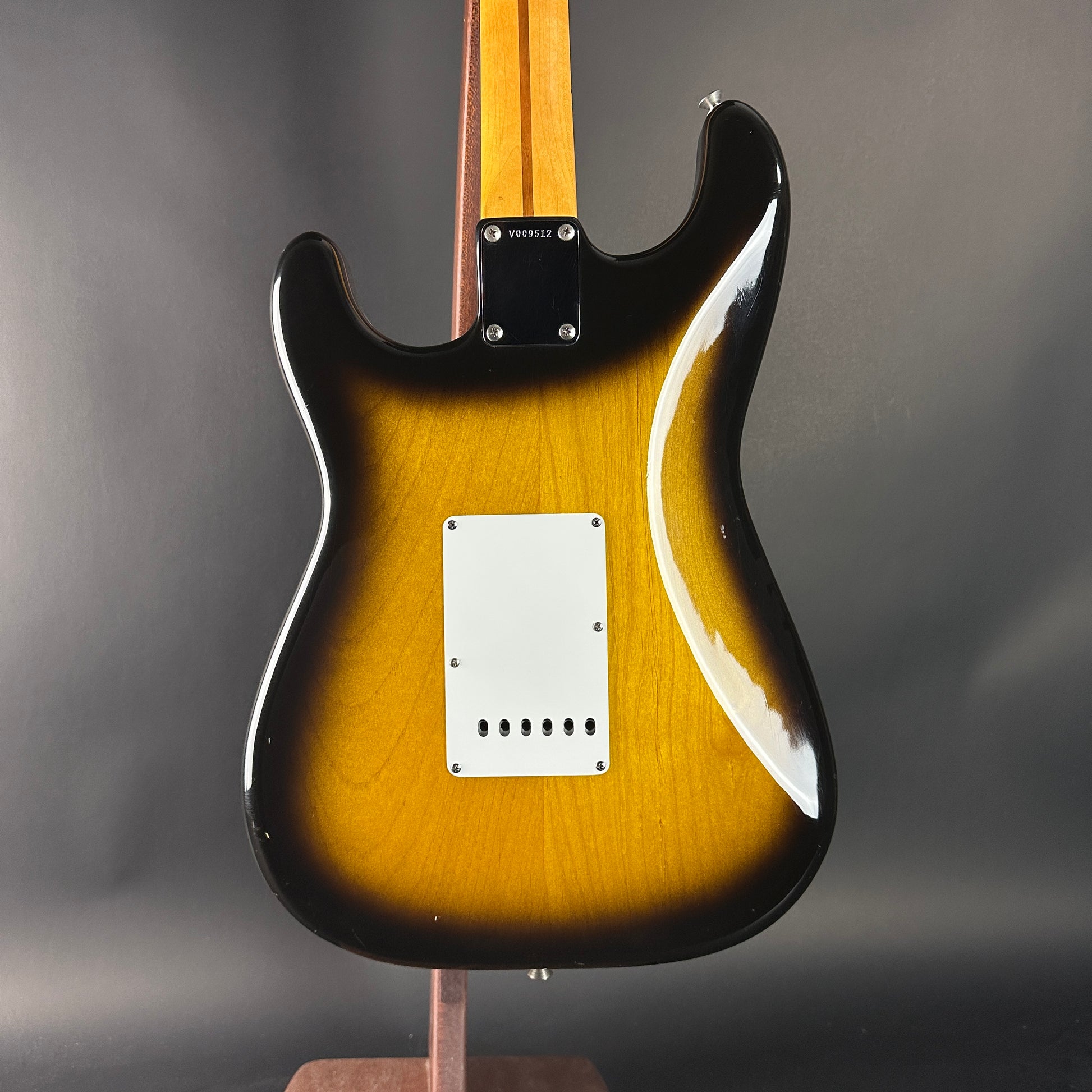 Back of Used 1984 Fender Fullerton 1957 Stratocaster Reissue 2-Color Sunburst.
