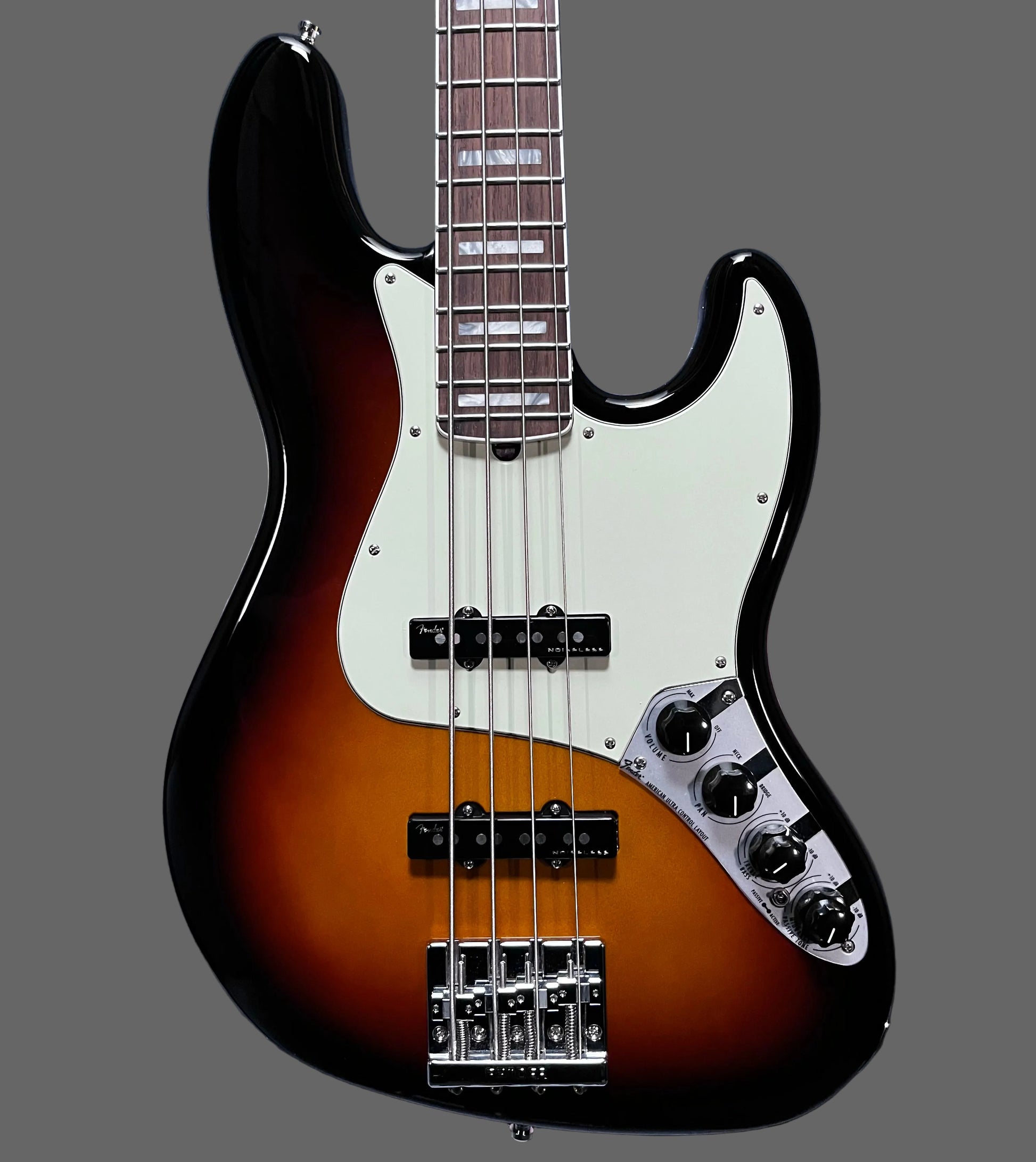 Front of Used 2019 Fender American Ultra Jazz Bass Ultraburst w/case TFW2709