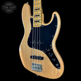 Front angle of Used 2022 Squier Classic Vibe 70s Jazz Bass Natural.