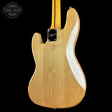 Back angle of Used 2022 Squier Classic Vibe 70s Jazz Bass Natural.