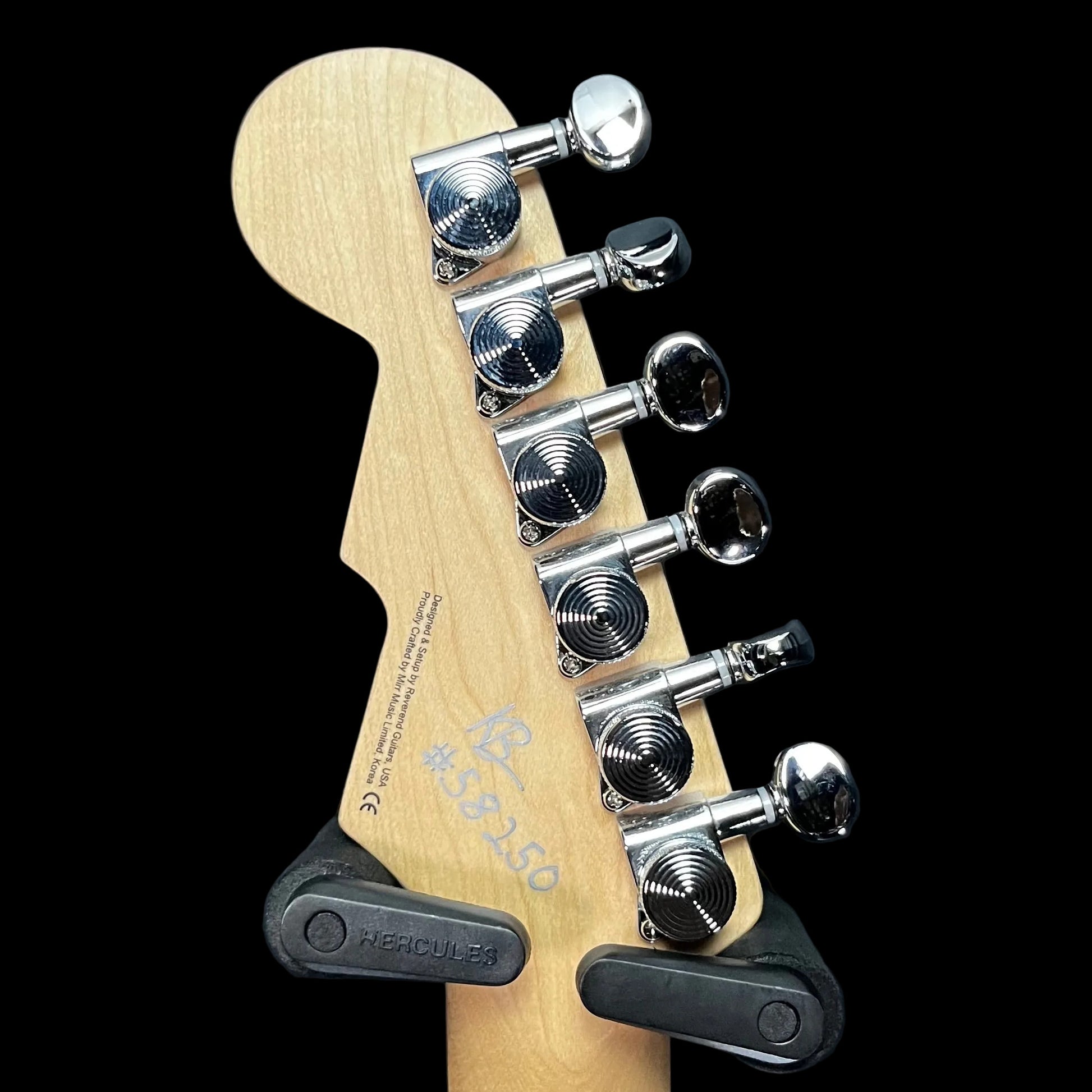 Back of headstock of Used Reverend Jetstream 390 Rainbow Sparkle TFW2698