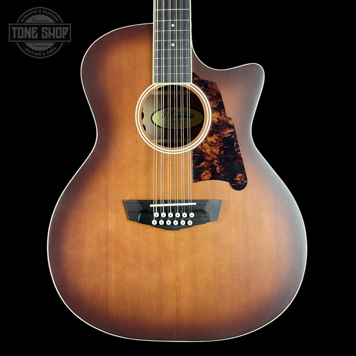 Front of Used D'Angelico DAPG212CRBAP 12-String Satin Burst.