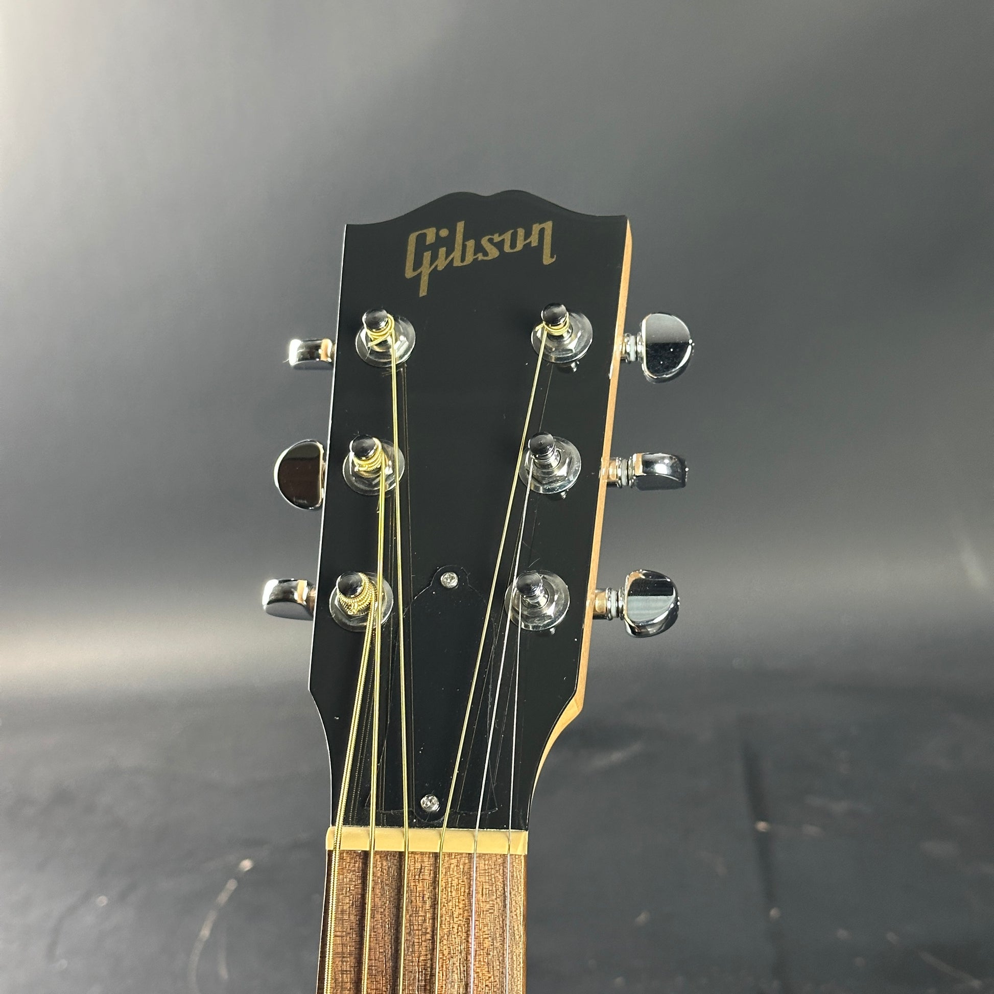 Gibson guitar headstock on a dark background