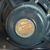 Close-up of a vintage Jensen Alnico 3 PM Speaker, showing the circular gold-colored brand badge on the dark gray metal cone.