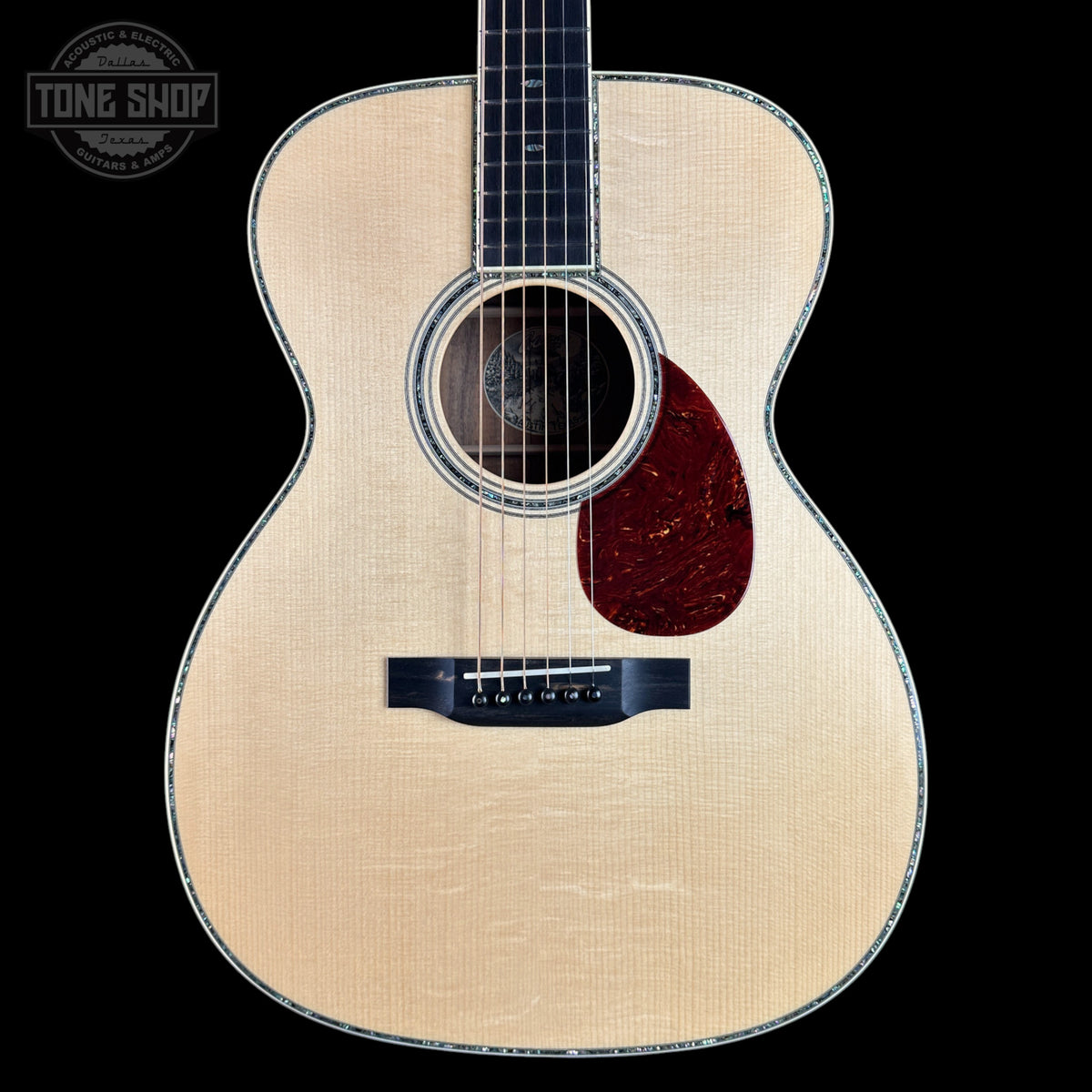 Front of Collings OM-42 A Torch Adirondack/Koa.
