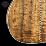 Back detail of Collings OM-42 A Torch Adirondack/Koa.