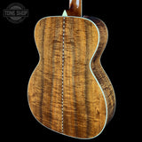 Back angle of Collings OM-42 A Torch Adirondack/Koa.