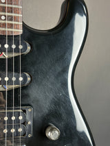 Wear on body of Used 80s Squier MIJ Contemporary HSS Strat Black.