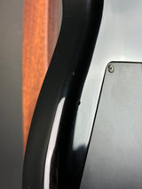 Ding on side edge of Used 80s Squier MIJ Contemporary HSS Strat Black.