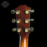 Back of headstock of Used Taylor 615ce Sunburst.