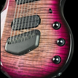 Front detail of Ernie Ball Music Man Majesty 8 Select Strawberry Moon EB.