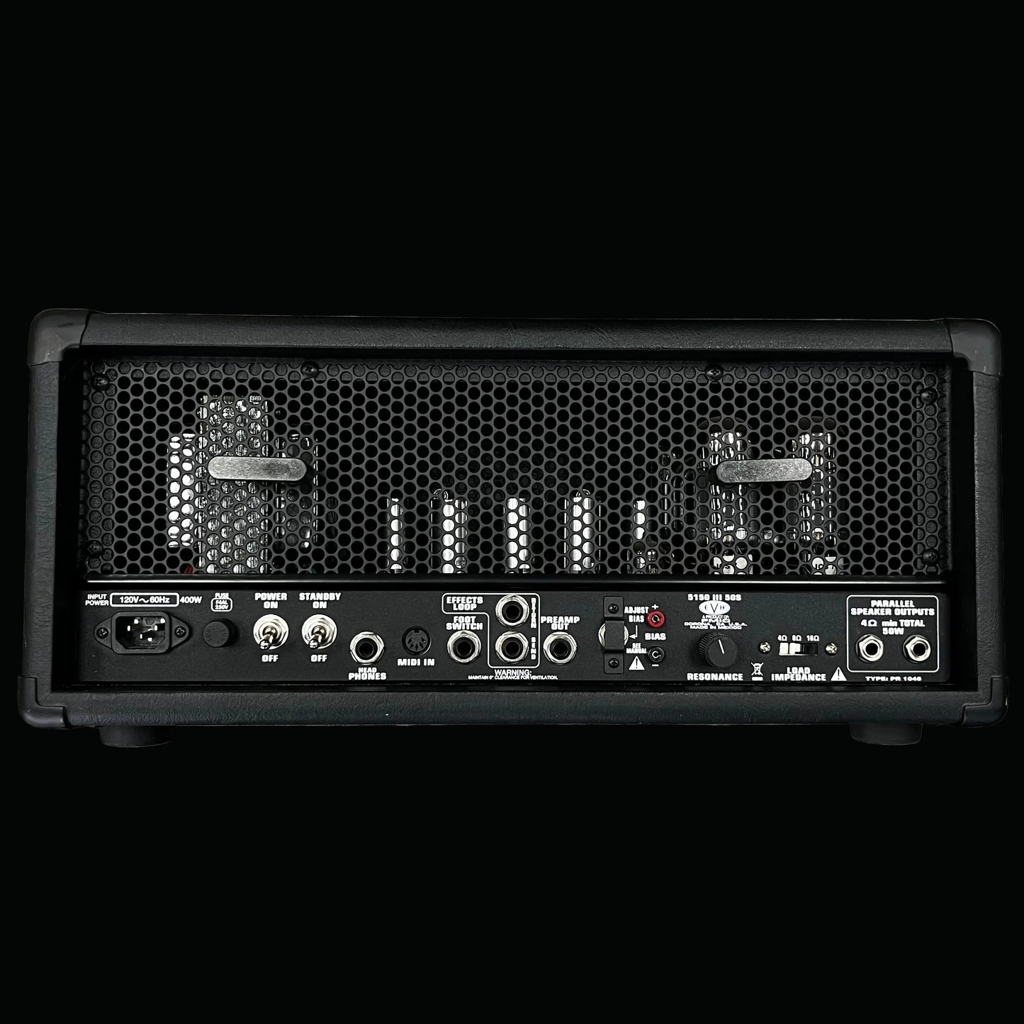 Back of Used 2021 EVH 5150 III 50S 6L6 Head Black TFW2712